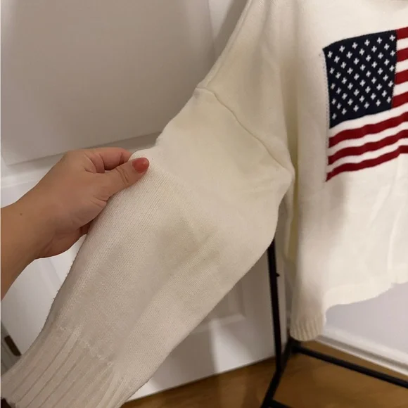 White American Flag Oversized Crew Neck Sweater Womens Large - Picture 6 of 7